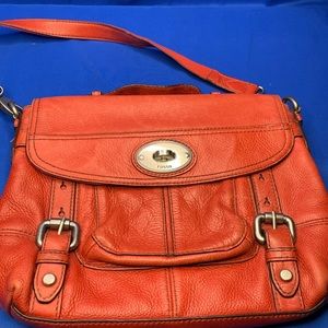 Fossil Maddox flap Top Handle Crossbody Bag Red/ Orange